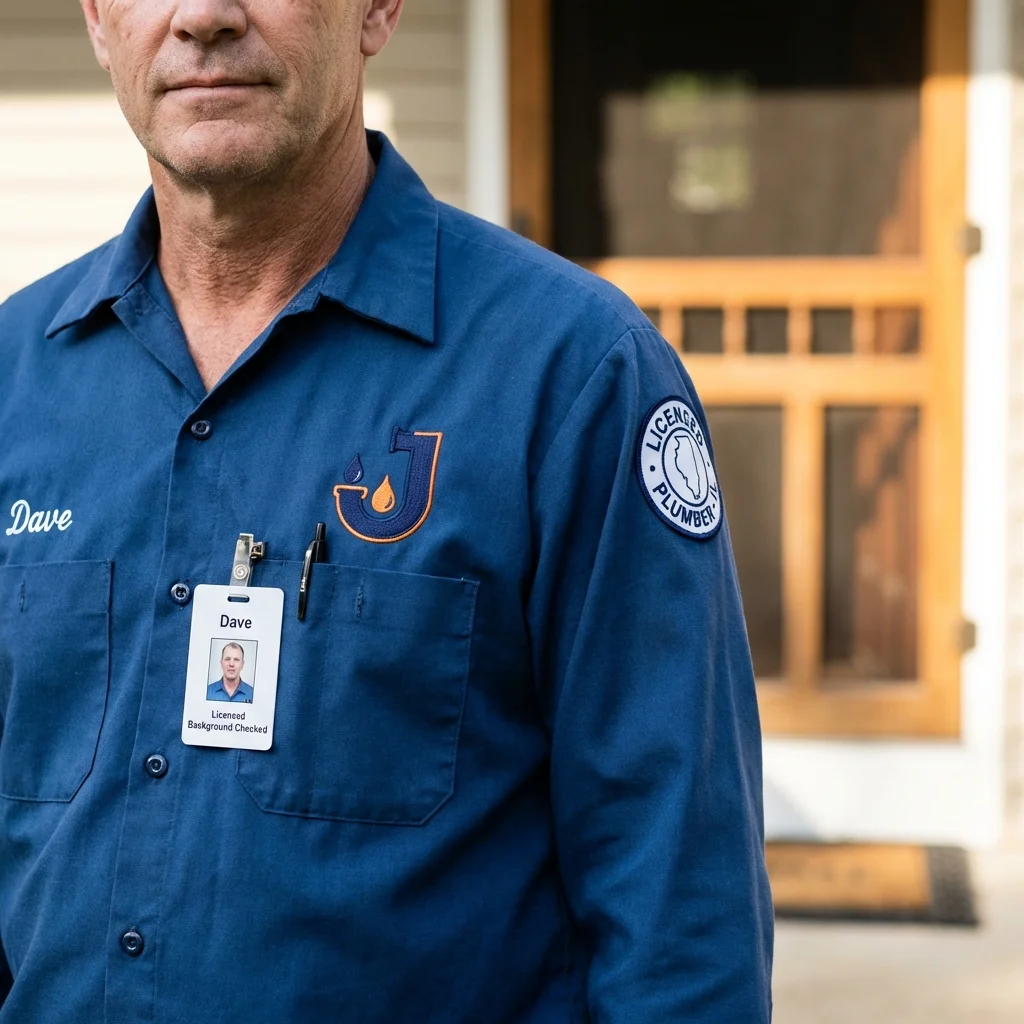 Licensed plumber showing ID badge in Mount Vernon, KY