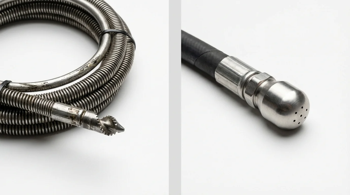 Drain snake cable and hydro jetting nozzle used for drain cleaning in Mount Vernon, KY