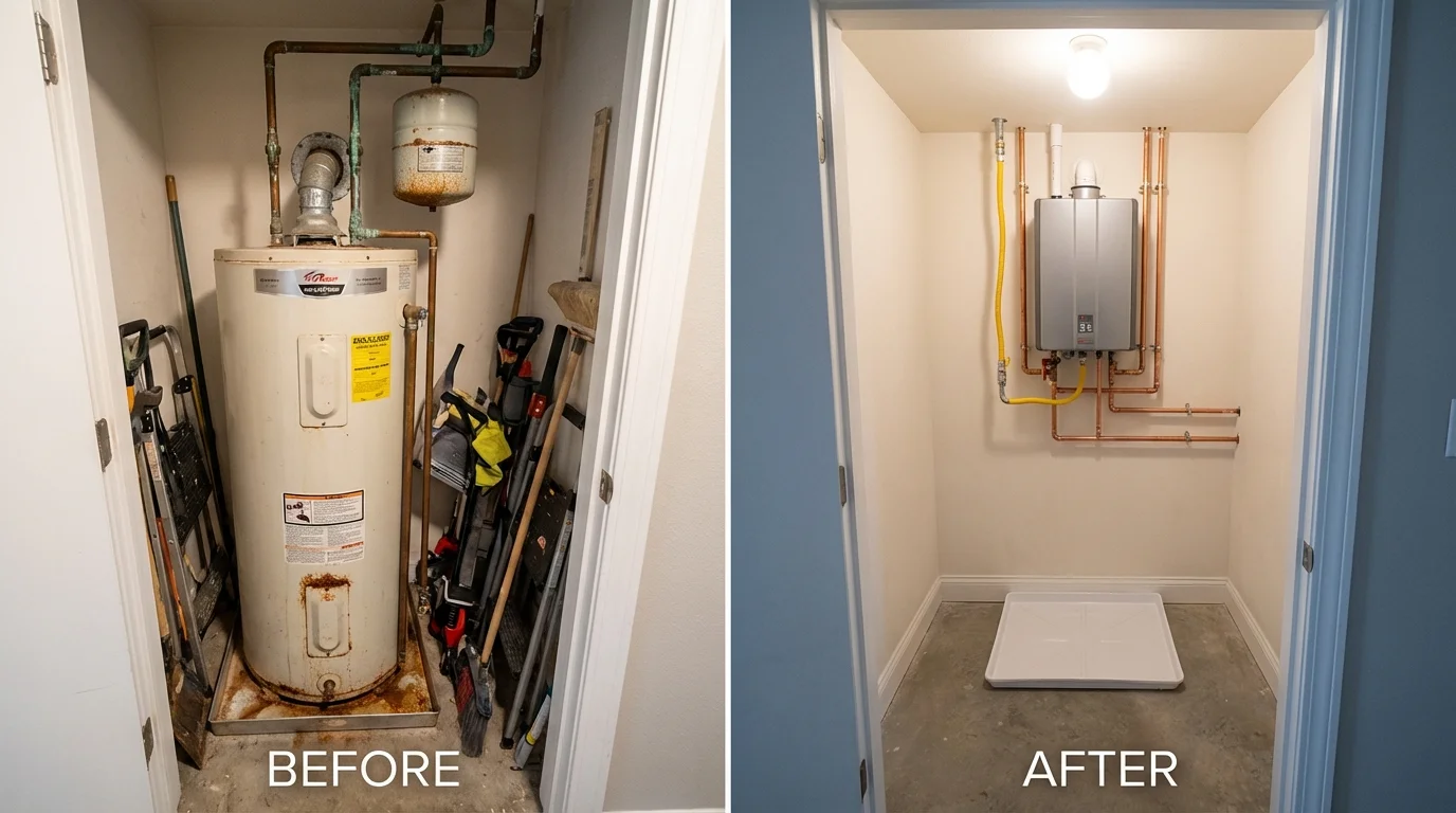 Tank water heater versus wall-mounted tankless unit comparison for Mount Vernon, KY homeowners