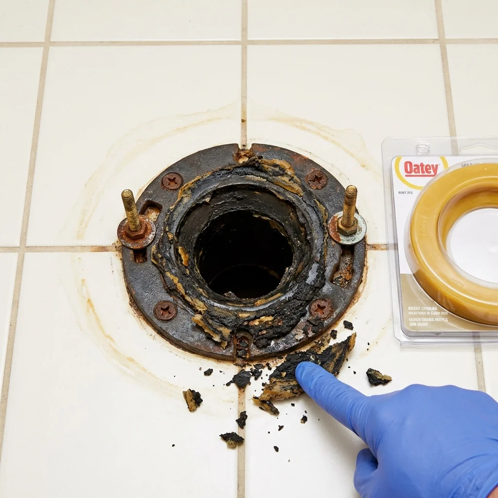 Failed wax ring showing water seepage at the base of a toilet in a Mount Vernon, KY home