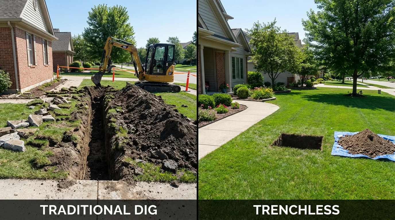Trenchless sewer repair with minimal yard damage versus traditional excavation in Mount Vernon, KY